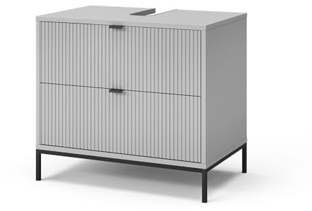 Vicco Waschbeckenunterschrank Eliza, Grau, 70 x 63 cm | mit 2 ausziehbaren Schubladen, geeignet für handelsübliche Siphons mit Aussparung oben