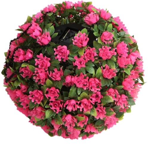 Tofficu Led Beleuchtete Blumenkugel HäNgende Solarbblume 42.5×22×22cm | Garten Gartendeko Terrasse Veranda Hochzeits- Und Urlaubsdeko KüNstliche Blumen Mit Warmem Licht FüR Innen Und AußEn