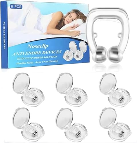 Anti Snoring Devices 6 Pack, Magnetic Anti Snore Nose Clip Snore Stopper Snoring Relief Reusable, Nasal Dilators for Men/Women Removal of Noise While Sleeping