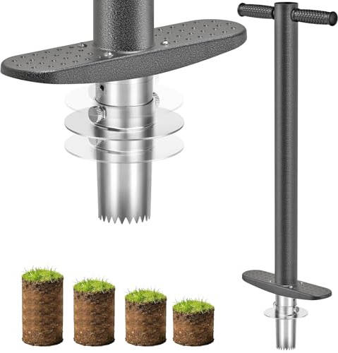 Lifeswell Blomlökplanterare – tandad jord lök planteringsverktyg trädgård trädgårdsredskap med 90,8 cm långt gummihandtag, lökplantor för tulpaner, iris, påskliljor