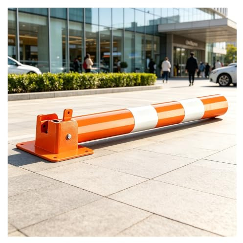 Barrera De Estacionamiento Plegable,Bolardo De Seguridad De Acero,Con Tiras Reflectantes Impermeable,Poste De Bolardo De Acero Inoxidable for Estacionamiento