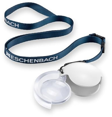 Eschenbach Optik Lupe Einschlaglupe mobilent 10,0 x, weiß, mit Umhängekordel | unauffällige Sehhilfe mit praktischer Umhängekordel für schnelle Vergrößerungen im Alltag