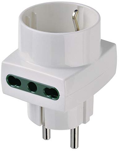 Vimar 00325.B Adattatore multiplo SICURY 250 V~, bianco - max 1500 W (contatti di terra laterali e centrale)