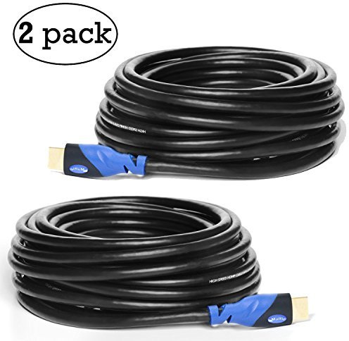 MutecPower Multi Cable 15 Mètres Câble HDMI a Haute Performance avec Ethernet 1.4a Pack de 2- Soutien 3D 4K & Chaine Audio Retour (ARC) 1080p 26 AWG - Haute Définitions - 15M