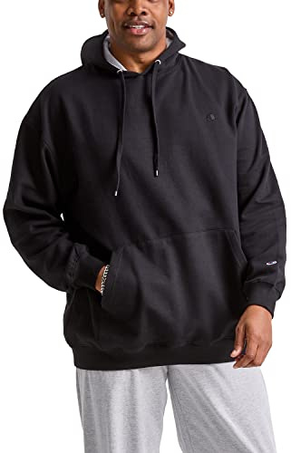 Champion Men's Powerblend Pullover Hoodie, Standard Fit, Midweight Fleece, Black, Large