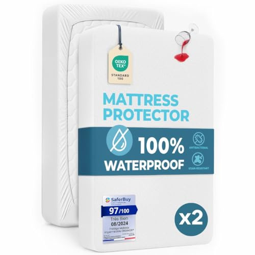 Protector Cuna 120x60 Impermeable Dreamzie - Made in EU e OEKO TEX - Protector Colchón Cuna Hipoalergénico, Anti-bacteriano, Anti-acaros