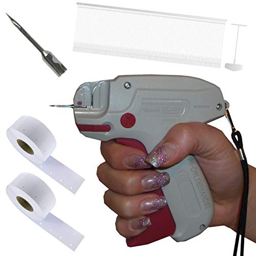 PB-Onlinehandel Etikettierpistole Banok 503X FEIN [Set 3] + 2.000 Micro-Heftfäden + 2.000 Kartonetiketten auf Rolle 30x40mm + 1 Ersatznadel Etikettiergerät Tag Gun