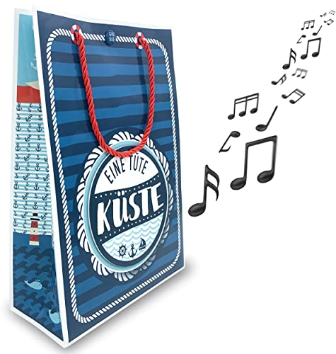 SOUND-Geschenktüte KÜSTE mit MEERESRAUSCHEN, beim ÖFFNEN der Tasche ertönen Meeresrauschen und Möwen, tolle Überraschung, GagBag von bentino