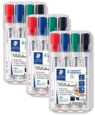 Staedtler Lumocolor Whiteboard Marker (4 Stück, 3x Meißelspitze)