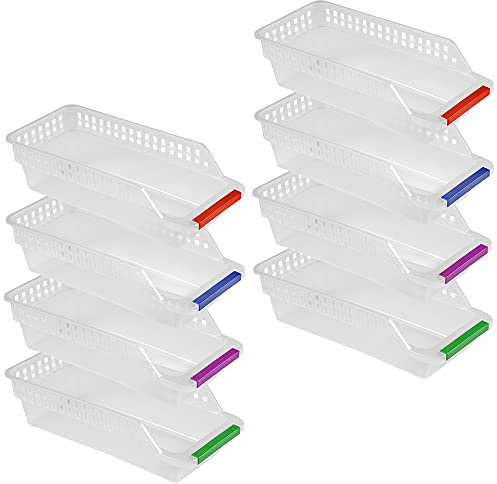 E-Senior Contenitori Frigo, Frigorifero Conservazione Cestini, Organizer Frigorifero, Cassetti per Frigoriferi Vaschette Salvaspazio per Frigo, Freezer,Cucina, Dispensa (8Pezzi)