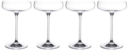 Barski Champagne Saucer - Set of 4 Glasses - Belle Coupe - Cocktail - Glass - Crystal - Glasses - Classic Clear - 11 Oz. - by Majestic Gifts Inc. - Made in Europe