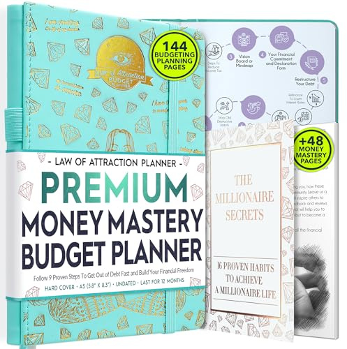 Law of Attraction Budget & Wealth Planner - A 12 Month Journey to Financial Freedom (Undated, Soft Turquoise Lotus)