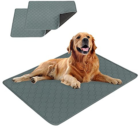 Eastlion Hundhygienmattor, supertvättbara hundmattor, tvättbar hundbädd, återanvändningsbara hundmattor för hundar och katter (2 st 60 x 45 cm) S-grå