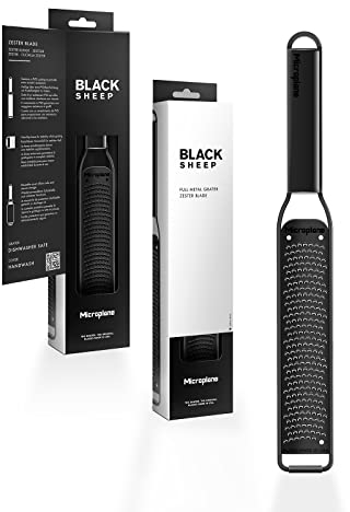 Microplane Zester Rallador de Cocina acanalador con Hoja de Acero Inoxidable Fabricada en Estados Unidos para cítricos, parmesano, Jengibre, Chocolate y Nuez moscada de la Serie Black Sheep