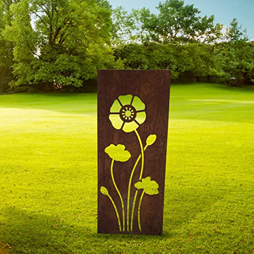 GAP GARDEN PRODUCTS LARGE METAL GARDEN DECORATIVE SCREEN PANEL - POPPY