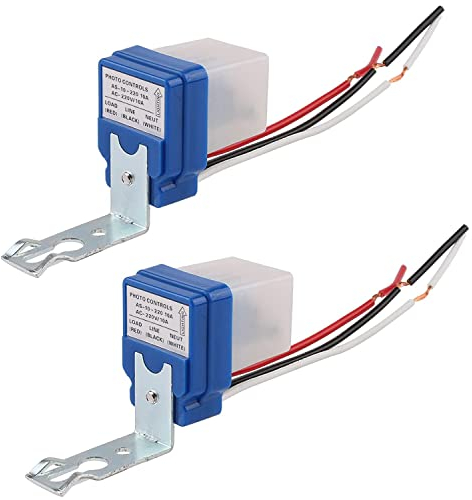 Greluma 2 Piezas AC 220V 10A Automático Auto On Off Interruptor de luz de fotocélula Interruptor de sensor de luz fotointerruptor