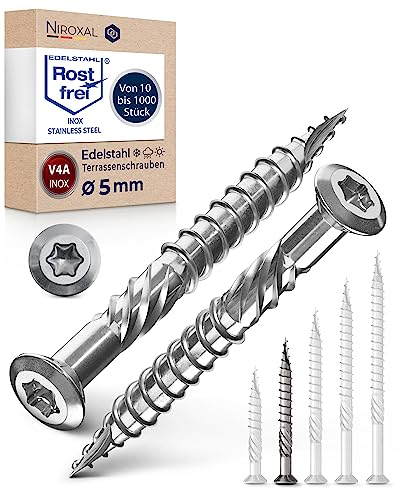 Tornillos de cabeza alomada Torx para terraza, 5 x 50 mm, acero inoxidable, 50 unidades, 50 unidades, tornillos Torx de 50 mm de largo, acero inoxidable