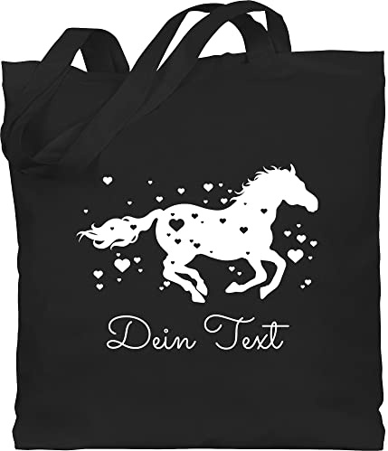 Geschenk mit Namen personalisiert by Shirtracer - Baumwolltasche - Pferde - Pferd Dein Name Wunschtext Text