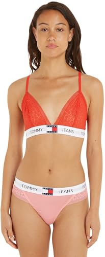 Tommy Jeans Reggiseno a Triangolo Donna Unlined Elasticizzato, Rosso (Hot Heat), M