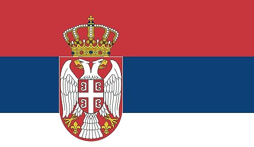 Premium flaggor flagga – 90 x 150 cm/150 cm, 90 cm – av polyester med gyllene öljetter – hållbar och väderbeständig (Serbien)