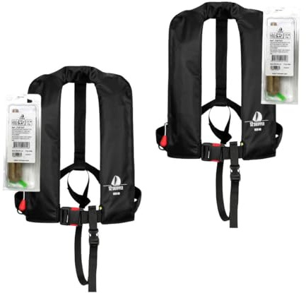 12skipper 2er-Set Automatik-Rettungswesten 165N Classic ISO UML mit Waistbelt inkl. 2 Wartungskits