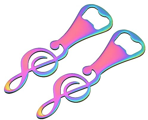 uxcell Apribottiglie in metallo, 2 pezzi, apribottiglie piatto a forma di nota musicale, regalo fantastico per gli amanti della musica, barista (colorato)