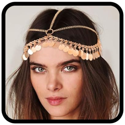 Edary Boho Gold Kopfketten Pailletten Braut Kopfschmuck Quaste Stirnband Festival Haarschmuck für Frauen und Mädchen