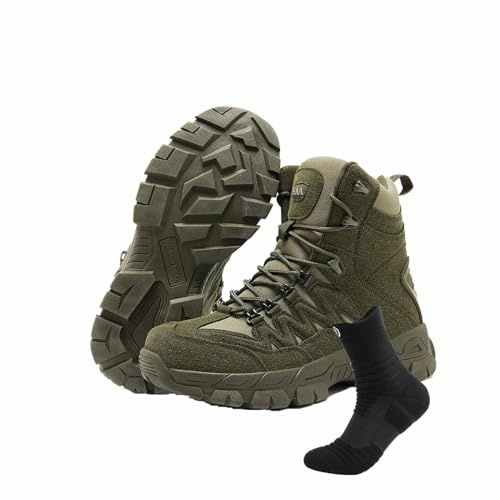 Botas Militares Ligeras, Botas de Combate Militares duraderas con Calcetines Deportivos Botas de Senderismo para Caza en la Jungla al Aire Libre Botas tácticas Militares para Hombres (Color : Green,