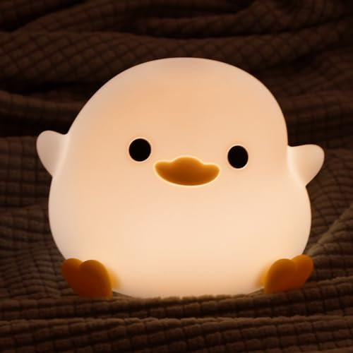 Focenat Luz Nocturna para Niños, USB Recargable Lampara Pato, Luz Nocturna Infantil de Silicona, Pato Luz Quitamiedos Lámpara Bebé, Brillo Ajustable Luz de Noche para Niños, Regalos para niños
