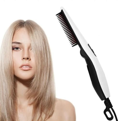 Lonsy Alisador de Cabello y Barba para Hombres, Peine estilizador de Doble Uso, Cepillo de Calentamiento rápido, Herramienta eléctrica Pro