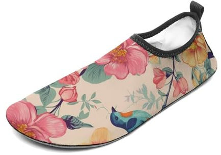 Wasserschuhe für Damen und Herren, schnelltrocknend, Aqua-Socken, Barfußschuhe, Blume, Vögel, Sport, Strand, Schwimmschuhe, Stil:, 38/39 EU