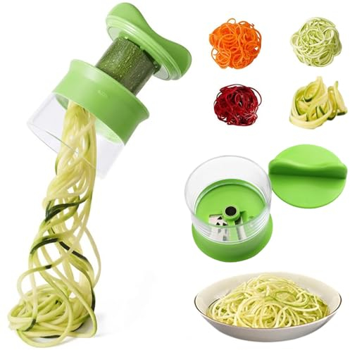 Onperpoe Spiralschneider Gemüse 4 in 1 Hand Gemüseschneider Gemüsehobel für Gemüsespaghetti Zucchini Spaghetti Schneider Gemüsenudeln Spiralschneider Karotte für Gurke Kartoffel Kürbis