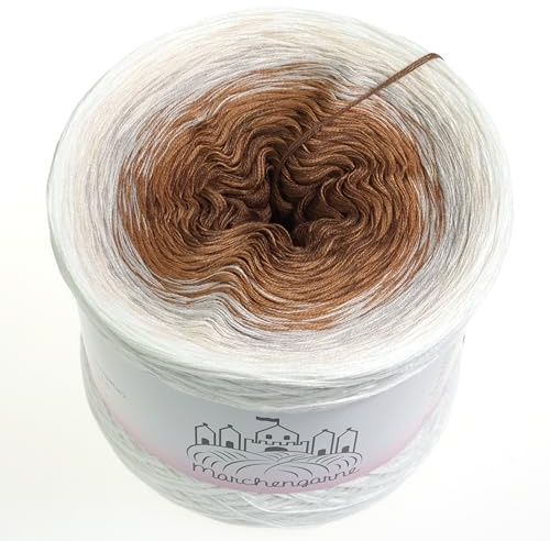 Farbverlaufsgarn Bobbel 200g - 760m 4Fädig Wolle Strickwolle Häkeln bubble (Coconut - Wollweiß außen)
