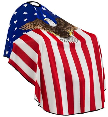 Professional Barber Cape - Hair Cutting Cape with Adjustable Neck Closure, Salon Quality Styling Cape for Hairdressers and Barbers - Flag