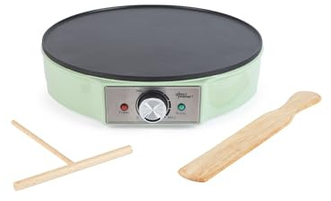 Giles & Posner EK6223GSGR Crepe Maker – Electric Pancake Hotplate, Non-Stick Cooking Surface, Large 30cm (12”) Plate, Adjustable Temperature Control Knob, Batter Spreader & Spatula, 1200 W, Green