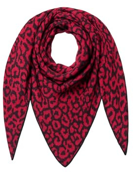 stylx Damen Schal XXL Dreieck mit Leopard Muster LEO SCHLICHT Warm Weich Strickschal Karo Winterschal Herbstschal Wolleschal Frauen Deckenschal Halstuch Scarf Poncho Cape