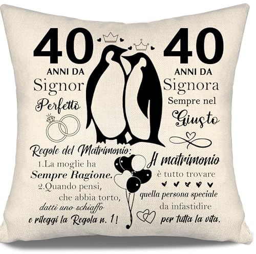 40 ANNI da Signor Perfetto 40 ANNI da Signora Sempre nel Giusto Regalo Anniversario di Matrimonio Copricuscini per Coppie Marito Moglie Genitori Nonni Amici Zia Zio Regalo 40° Anniversario (40-b)