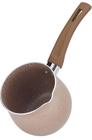 JTLB Chauffe-café au Lait, Marmite Antiadhésive en Alliage D'aluminium, Mini Poêle à Poignée Unique pour la Cuisson, Trois Portions, 10 Cm de Diamètre (Café)