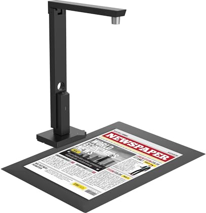 Scanner de Livres pour appareils Photo de Documents Scanner de Documents Portable 800 Pro, 8MP, 270DPI, numérisation Rapide 1s/Page, Scanner A4 léger for Feuilles Plates, Facile à Utiliser Polyvalent