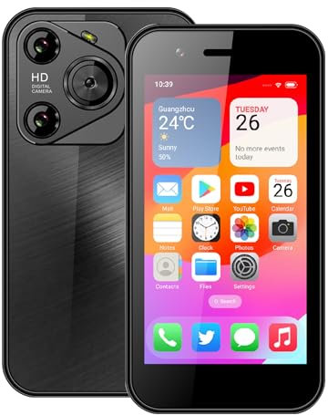 3G Mini Smartphone, Mini Telefono, Smartphone Smartphone Mini, 3.0 HD Screen Mini Phone, 3+64GB Smartphone Piccolo con Divertente Educativa APP Giochi Apprendimento Dipingere Cartoni Animati (Nero)