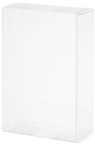QUARKZMAN 20 Stück Geschenkbox Durchsichtig, Kunststoff Transparente Geschenkbox, 27 x 55 x 85 mm Geschenkboxen Plastik Klare mit Schutzfolie für Süßigkeiten, Hochzeit, Partyverpackung