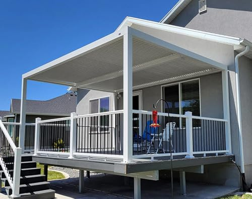 PURPLE LEAF Pergola Bioclimatica 4,24 x 3 m Pergolato da Giardino Lame Orientabili Area 12,72 m² Gazebo Pergola Alluminio per Patio Terrazza Esterno, Bianco