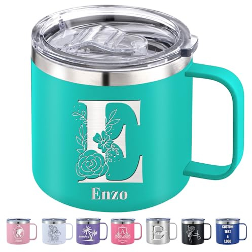 Xihedfd Mug Personnalisable Photo Texte Tasse à café Personnalisé 350ml 410ml Mug Isotherme avec Nom Logo Gravé Tasse en Acier Inoxydable avec Couvercle Poignée Cadeaux pour Femmes Hommes