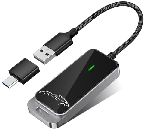MANKIW Adaptateur CarPlay sans Fil, Passage de Câblé à sans Fil, Mini Dongle Stable, Plug & Play, USB/Type-C Compatible avec iPhone iOS 10+ & Voitures avec CarPlay Câblé Depuis 2016
