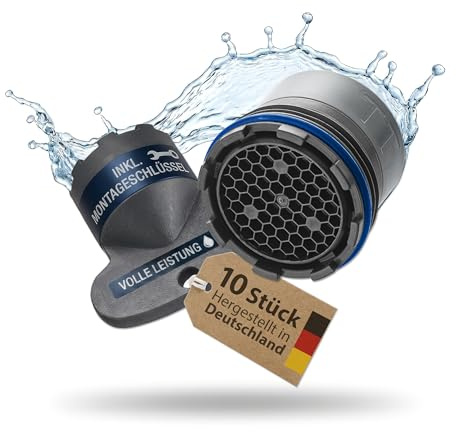 10 x M16.5 PERLATOR® Einschraubstrahlregler inkl. Schlüssel Full Flow Original Perlator Wasserhahn Einsatz für Armaturen mit Innengewinde