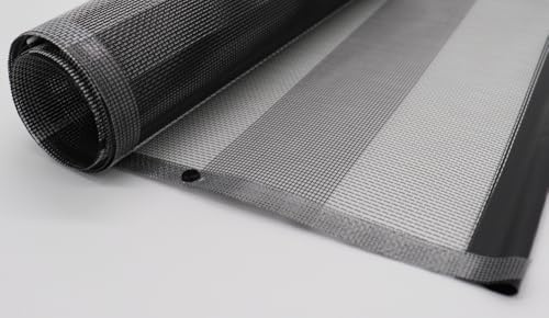 FaiX3.it Maßgeschneidertes Ersatznetz für Fliegengitter-Rollo, weiß / schwarz gestreiftes Gewebe mit hoher Sichtbarkeit, verstärkten Kanten und winddichten Knöpfen, bis 300×260 cm