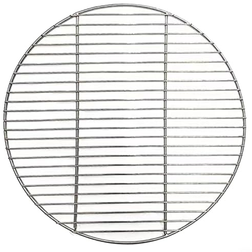 Puupaa Rejilla redonda para barbacoa, parrilla de cocina para camping, equipo de barbacoa al aire libre, estante de metal para alimentos de acero inoxidable para picnic y jardín (43 cm)