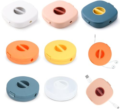 SITAKE Set di 7 Avvolgicavo Estensibili, Portatile Gestione dei Cavi Retrattili per Auricolar Cavo di Ricarica Cable Supporto Girevole Organizer per cavi USB piccoli accessori