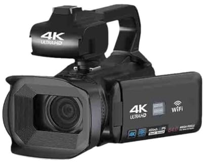 Fangxuee Cámara Grabadora de Video 4K, Videocámara de 64 MP para Transmisión, Cámara Digital Profesional con Pantalla Táctil de 4,0 Pulgadas y Rotación