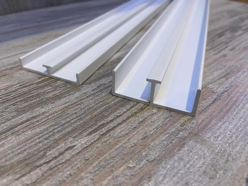 Sliding Door Track Set, White Plastic, to Suit 15mm Panel/Door, 4' (1220mm) Length, U-Channel Profile